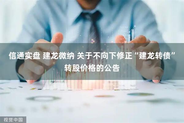 信通实盘 建龙微纳 关于不向下修正“建龙转债”转股价格的公告