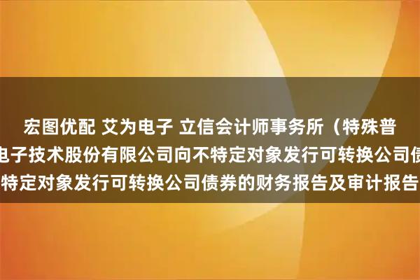 宏图优配 艾为电子 立信会计师事务所（特殊普通合伙）关于上海艾为电子技术股份有限公司向不特定对象发行可转换公司债券的财务报告及审计报告