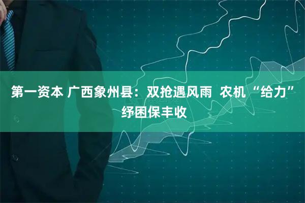 第一资本 广西象州县：双抢遇风雨  农机 “给力” 纾困保丰收
